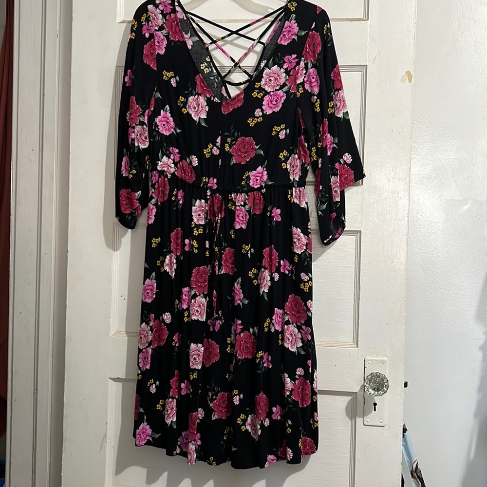 Floral Criss Cross Back Dresss